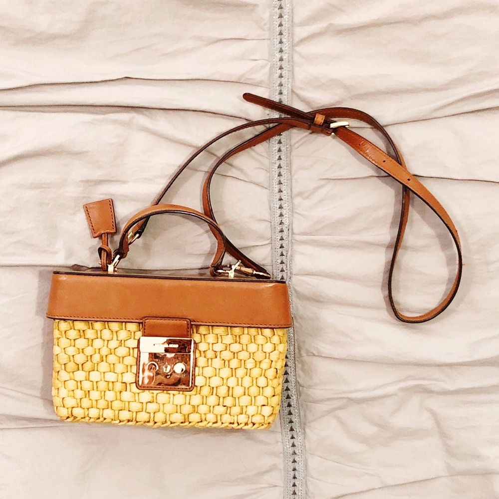 Michael Kors Picnic basket leather purse straw
